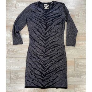 Express black/glitter fitted dress
